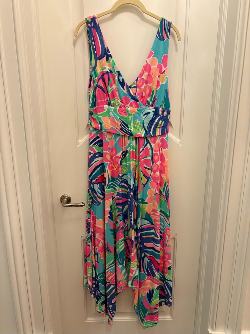 Lilly Pulitzer Pink, Teal & Navy Floral Midi Dress